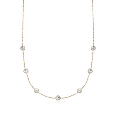 3.50 ct. t.w. CZ Station Necklace in 14kt Yellow Gold