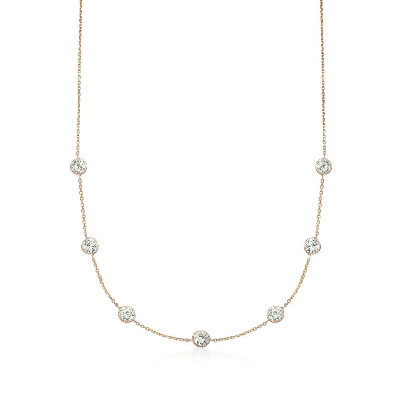 3.50 ct. t.w. CZ Station Necklace in 14kt Yellow Gold image number 0