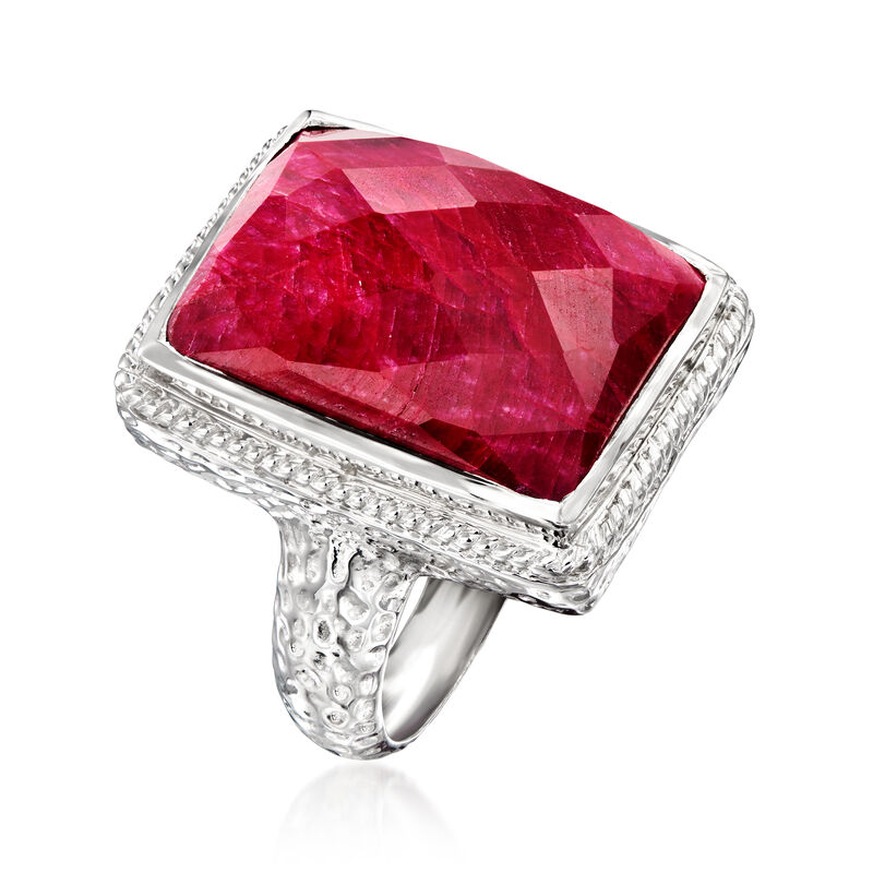 17.00 Carat Ruby Ring in Sterling Silver image number 2