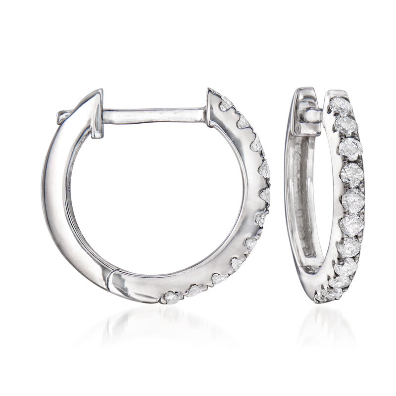 .50 ct. t.w. Diamond Hoop Earrings in 14kt White Gold image number 3