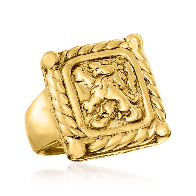 Italian 14kt Yellow Gold Crest-Style Lion Ring image number 3