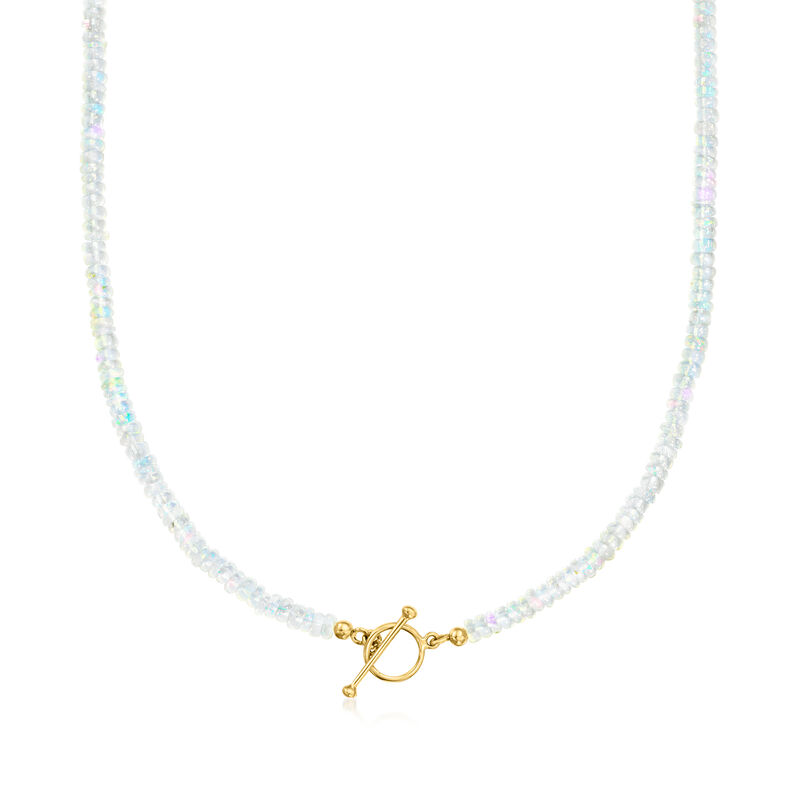 3.5-4mm Opal Bead Charm-Compatible Toggle Necklace in 18kt Gold Over Sterling image number 0