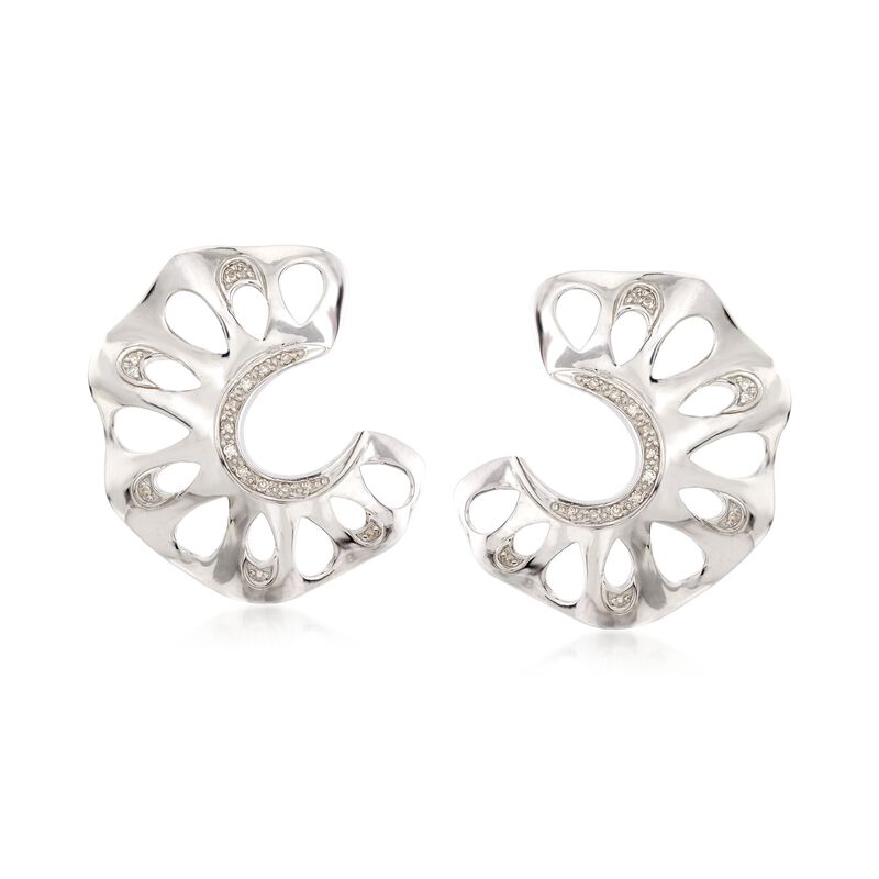 .10 ct. t.w. Diamond C-Shaped Cutout Earrings in Sterling Silver  image number 0