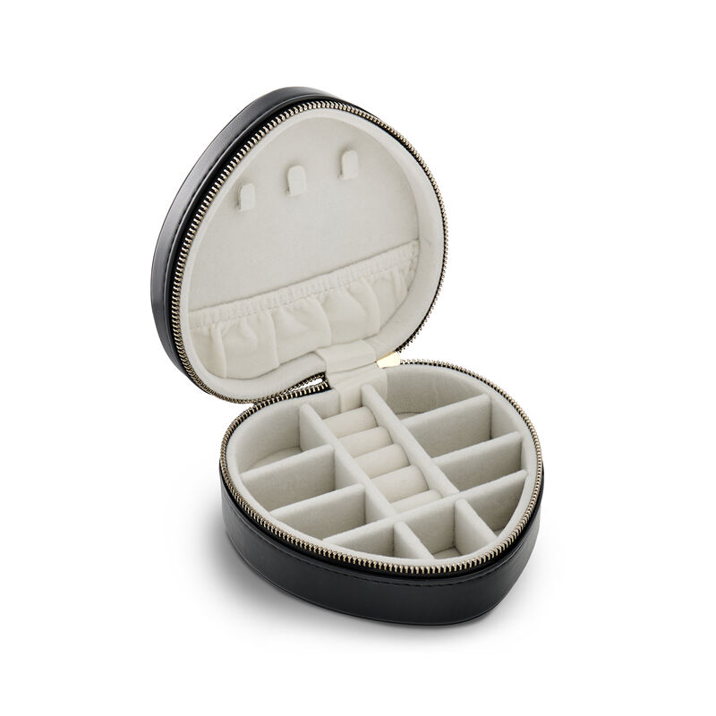 Ross-Simons Black Faux Leather Heart-Shaped Jewelry Travel Case image number 0