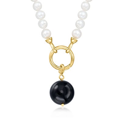 Onyx Bead Charm in 18kt Gold Over Sterling
