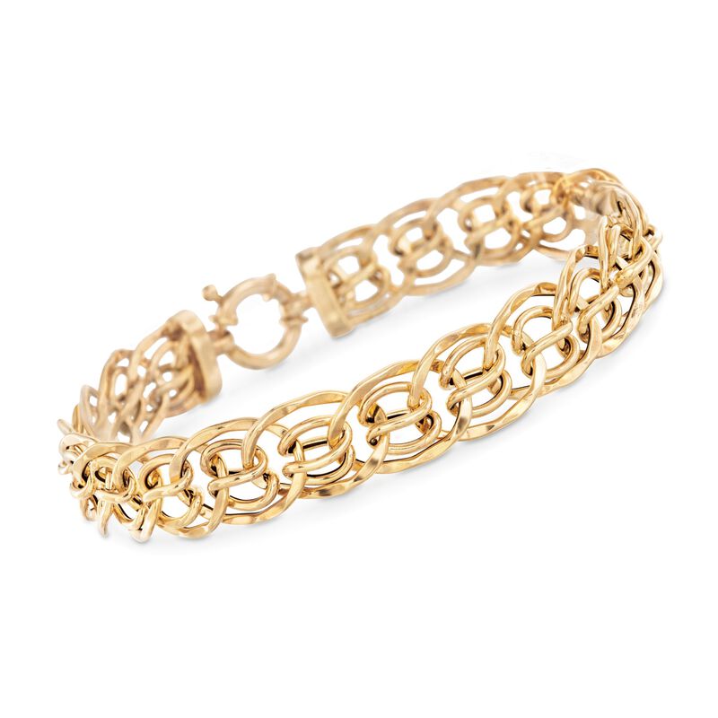 Italian 18kt Yellow Gold Small Multi-Circle Link Bracelet. 7.5&quot; image number 0