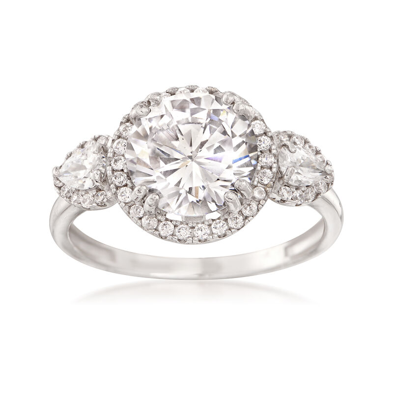 2.65 Carat Round CZ Ring in 14kt White Gold image number 0