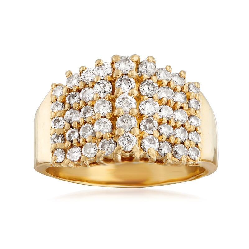 C. 1980 Vintage 1.00 ct. t.w. Multi-Row Diamond Ring in 14kt Yellow Gold. Size 6.5 image number 0