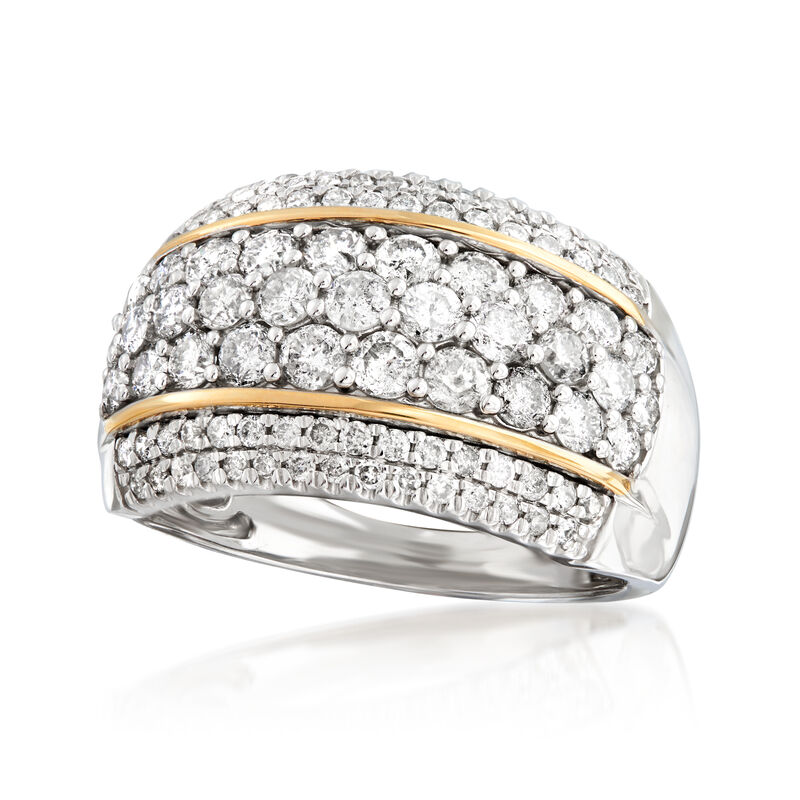 2.00 ct. t.w. Diamond Dome Ring in Sterling Silver with 14kt Yellow Gold image number 4