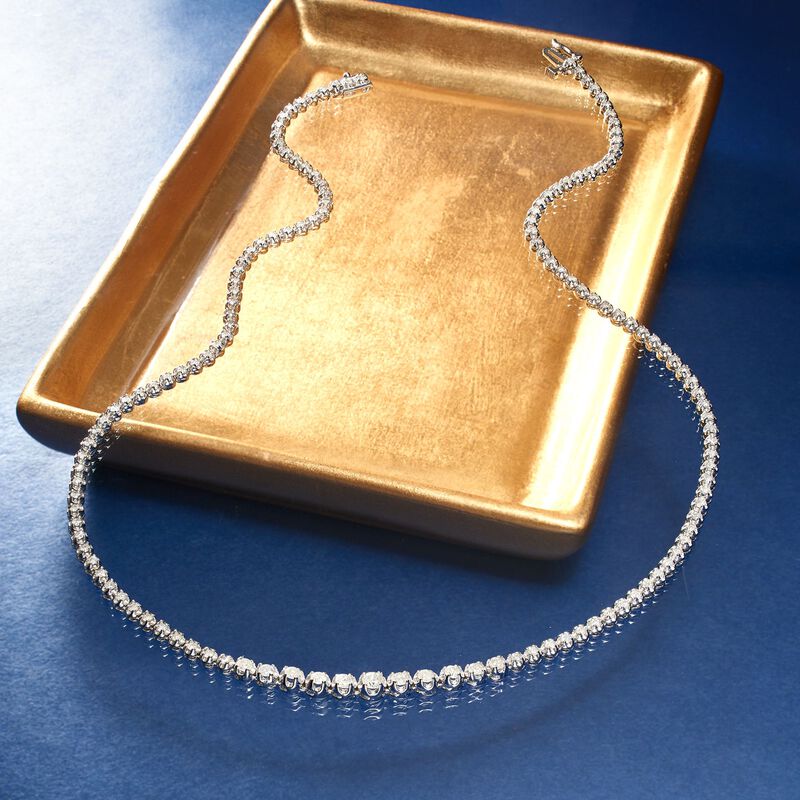 3.00 ct. t.w. Graduated Diamond Tennis Necklace in 14kt White Gold image number 3