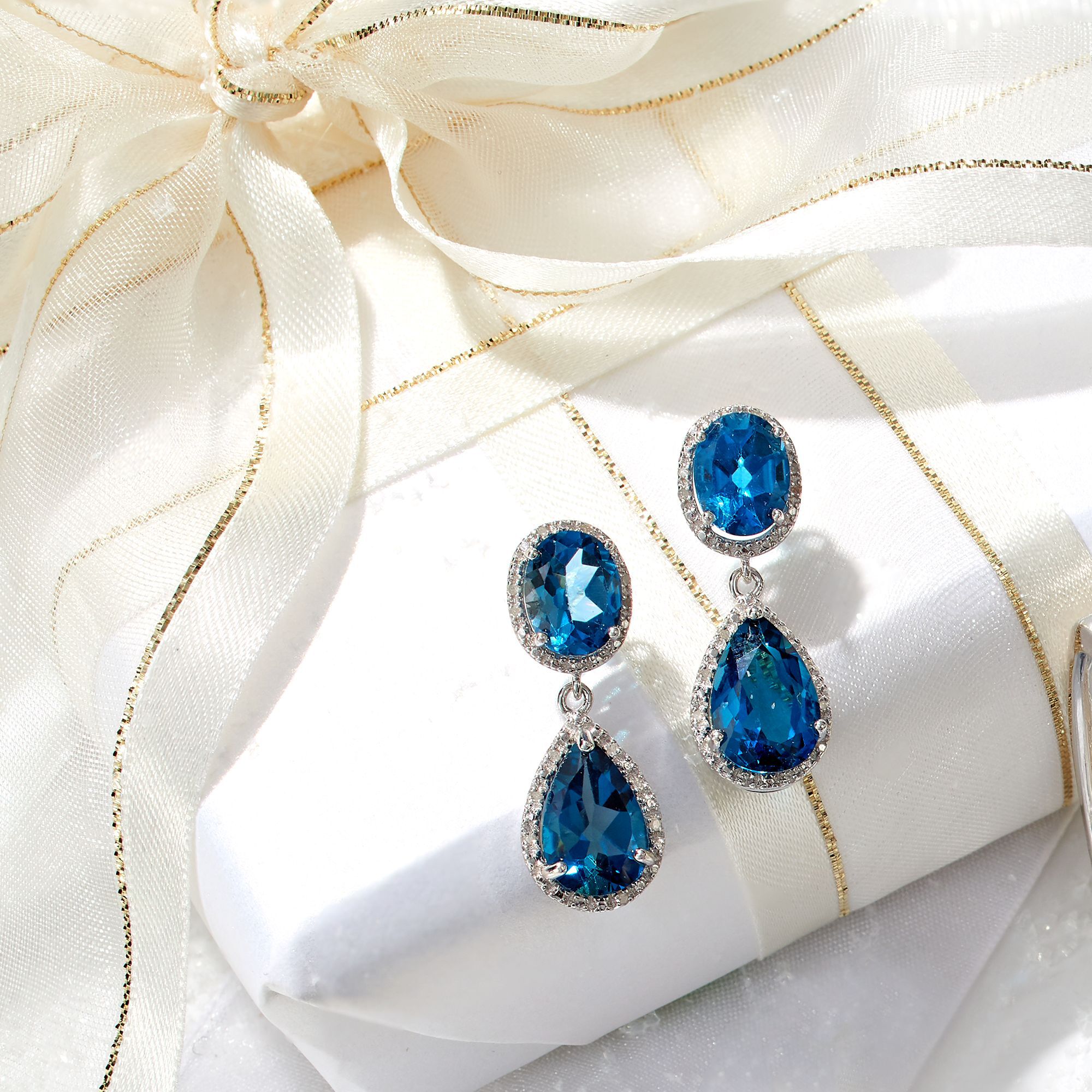 11.00 ct. t.w. London Blue Topaz and .14 ct. t.w. Diamond