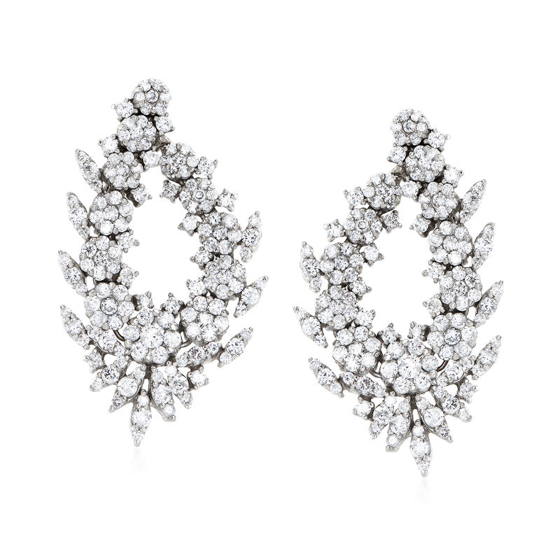 5.00 ct. t.w. Diamond Floral Drop Earrings in 14kt White Gold image number 0