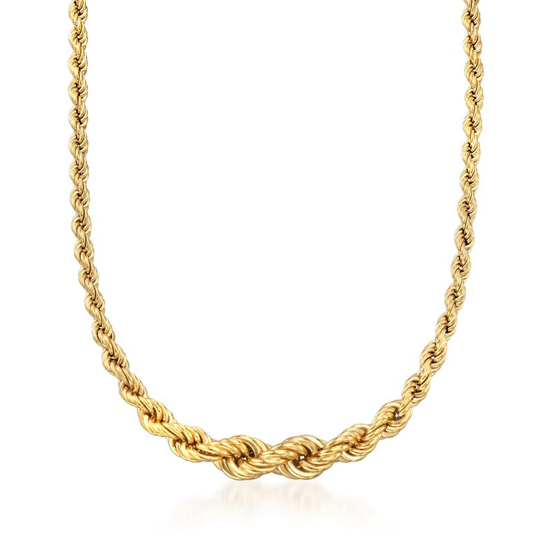 Italian 18kt Gold Over Sterling Silver Graduated Rope Necklace image number 0