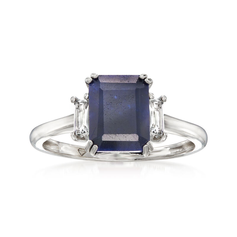 2.70 Carat Sapphire Ring with .30 ct. t.w. White Topaz in Sterling Silver image number 0