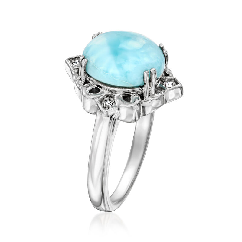 Larimar Ring with Diamonds in Sterling Silver image number 2