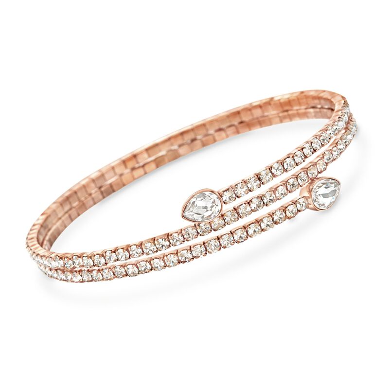 Swarovski Crystal &quot;Twisty Drop&quot; Crystal Wrap Bracelet in Rose Gold Plate image number 0