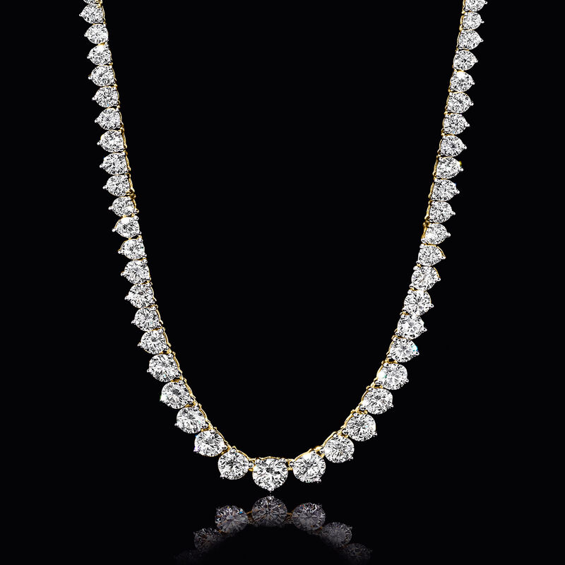 15.00 ct. t.w. Graduated Lab-Grown Diamond Tennis Necklace in 14kt Yellow Gold image number 2