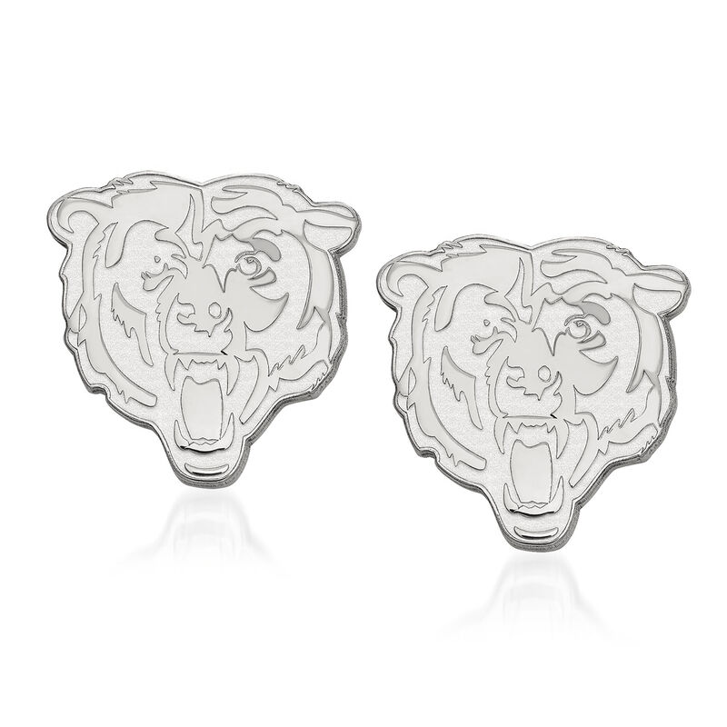 14kt White Gold NFL Chicago Bears Extra Small Stud Earrings image number 0