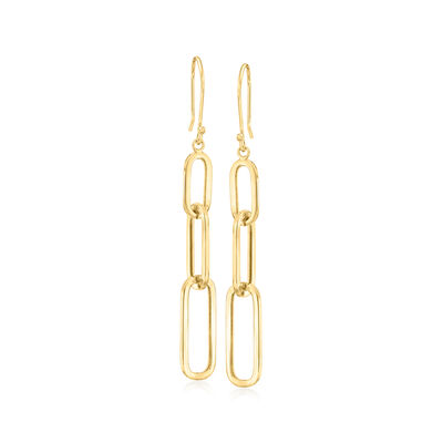 10kt Yellow Gold Graduated Paper Clip Link Drop Earrings