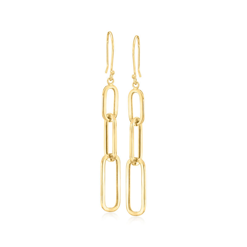 10kt Yellow Gold Graduated Paper Clip Link Drop Earrings  image number 0