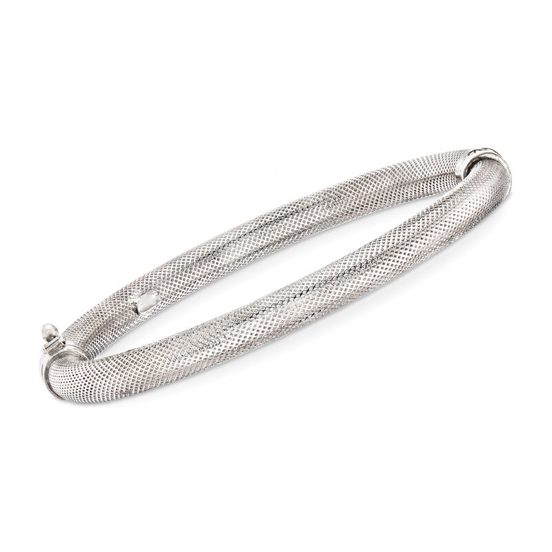 Italian Mesh Tube Bangle Bracelet in Sterling Silver image number 0