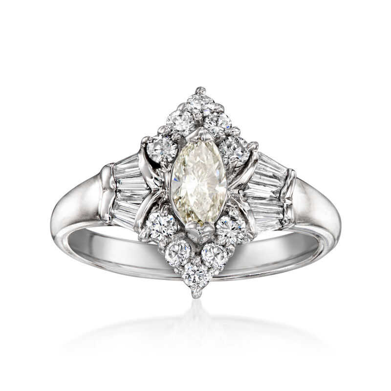 C. 2000 Vintage .93 ct. t.w. Diamond Ring in Platinum. Size 6.25 image number 0