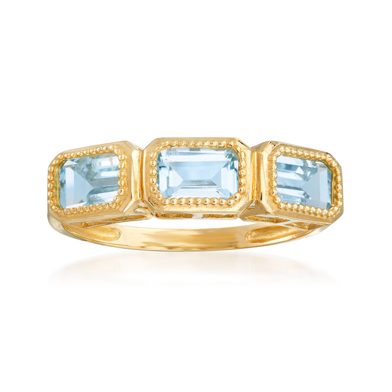 2.30 ct. t.w. Sky Blue Topaz Three-Stone Ring in 14kt Yellow Gold image number 0
