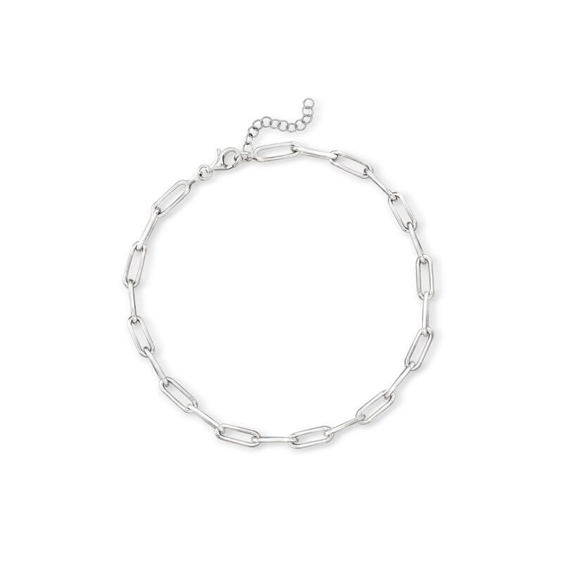 Sterling Silver Paper Clip Link Anklet. 9&quot; image number 0