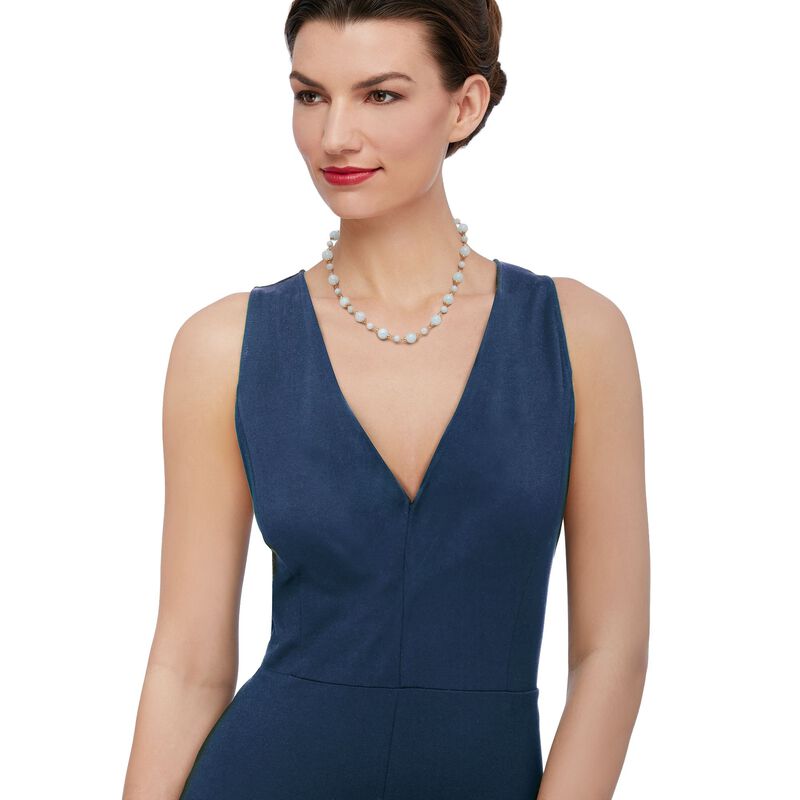 Milky Aquamarine Station Necklace in 14kt Yellow Gold image number 1