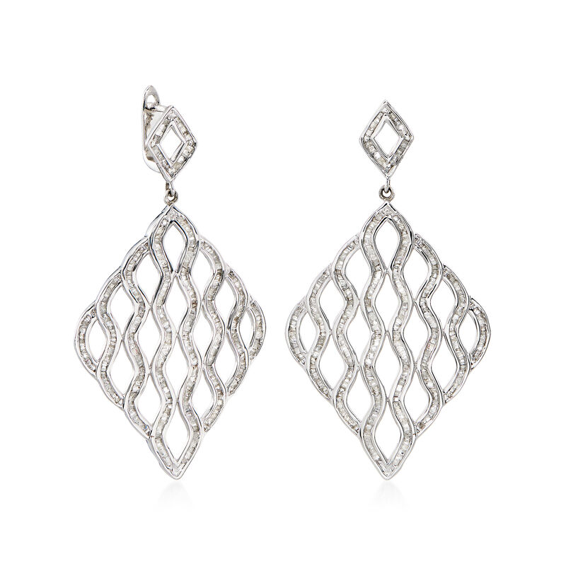 1.95 ct. t.w. Diamond Wavy Open-Space Drop Earrings image number 2