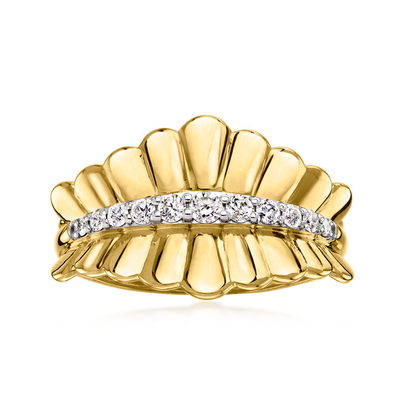 .33 ct. t.w. Diamond Scalloped-Edge Ring in 18kt Gold Over Sterling image number 0