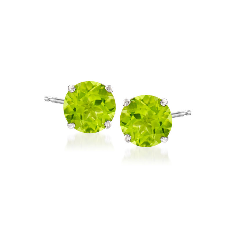 4.20 ct. t.w. Peridot Stud Earrings in 14kt White Gold image number 0