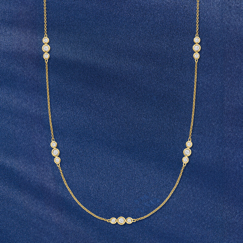 1.00 ct. t.w. Diamond Trio Station Necklace in 14kt Yellow Gold image number 2