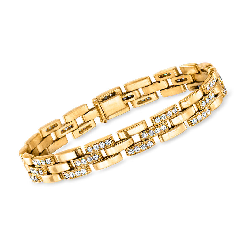 C. 1990 Vintage 3.25 ct. t.w. Diamond Link Bracelet in 18kt Yellow Gold. 7.5&quot; image number 0