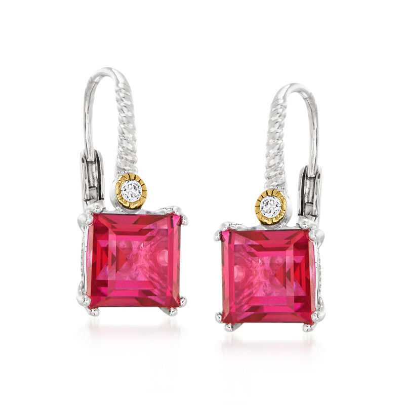 5.00 ct. t.w. Berry Mystic Quartz Drop Earrings in Sterling Silver with White Topaz Accents and 14kt Yellow Gold image number 3