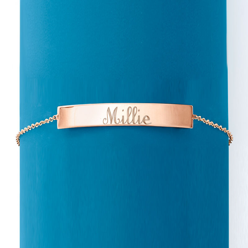 Personalized Bar Bracelet in 14kt Rose Gold image number 2
