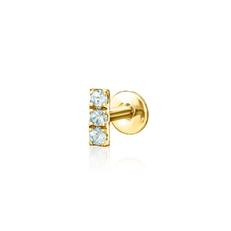 Aquamarine Bar Flat-Back Stud Earrings in 14kt Yellow Gold image number 0