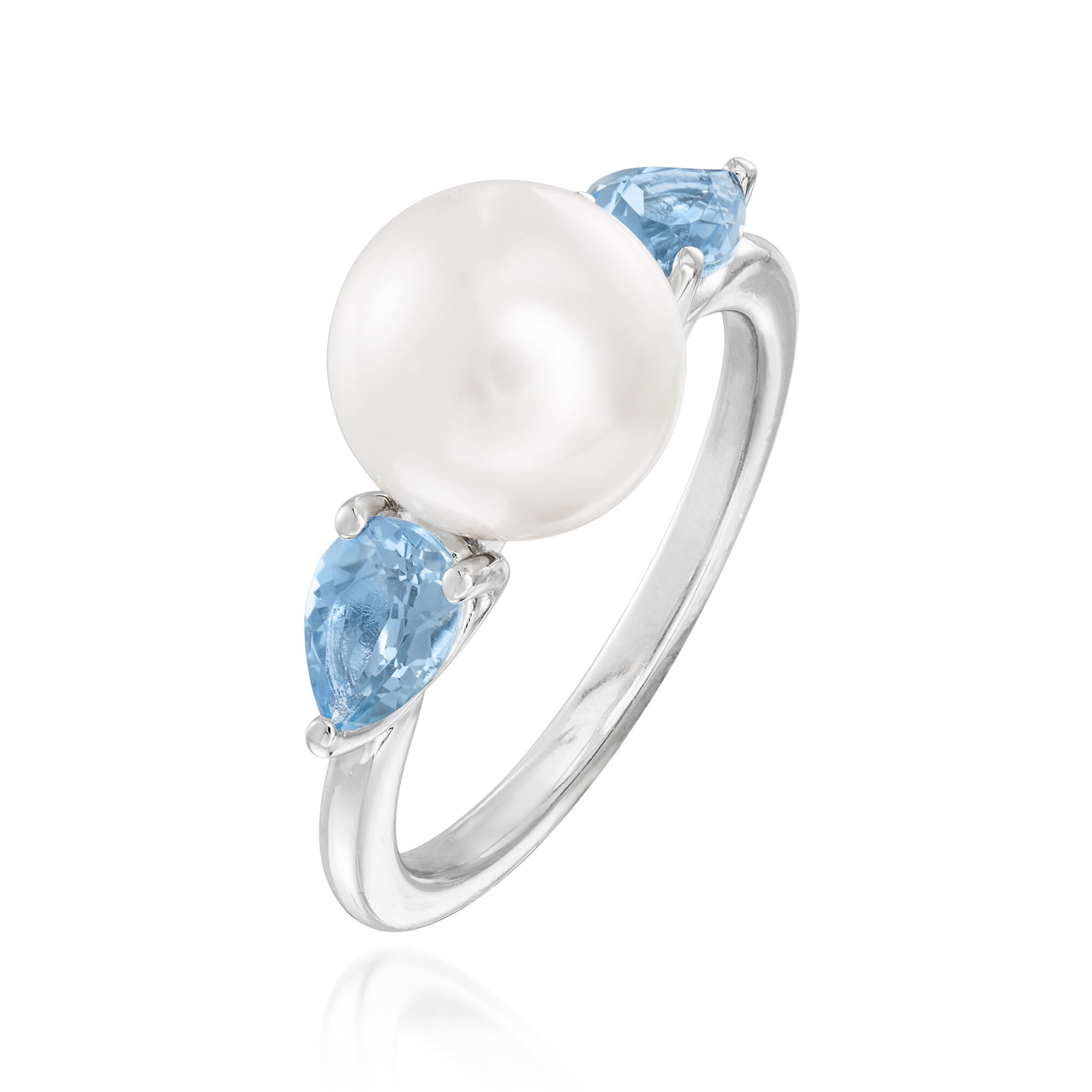 Gabriel Designs 9-9.5mm Cultured Pearl Ring with .98 ct