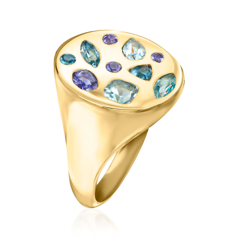 1.27 ct. t.w. Multi-Gemstone Ring in 18kt Gold Over Sterling image number 2