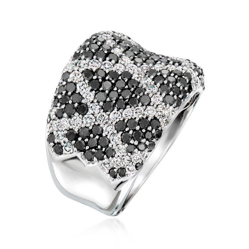 C. 2000 Vintage 3.25 ct. t.w. Black and White Diamond X Ring in 14kt White Gold. Size 7 image number 2
