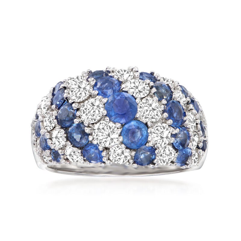 2.46 ct. t.w. Sapphire and 1.86 ct. t.w. Diamond Cluster Ring in 14kt White Gold image number 0