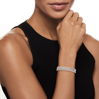 Italian Sterling Silver Popcorn-Chain and Curb-Link Bracelet