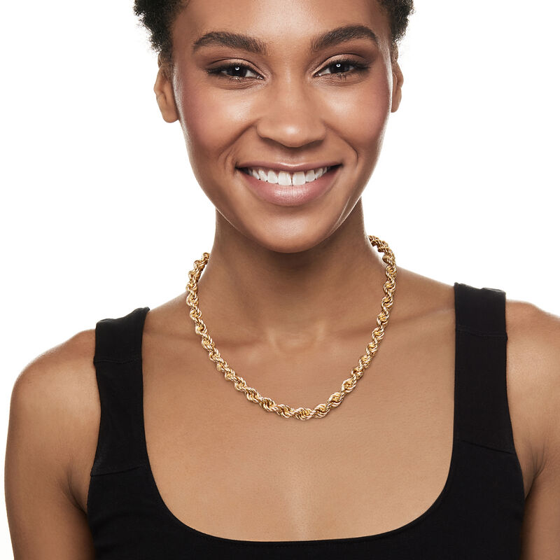 8mm 18kt Gold Over Sterling Rope-Chain Necklace image number 1