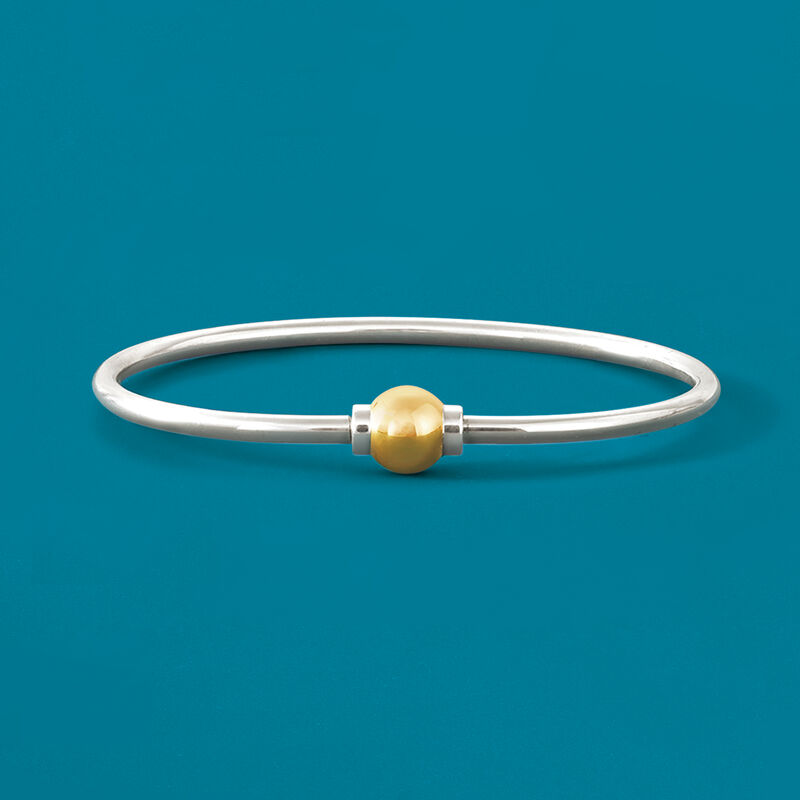 Cape Cod Jewelry Sterling Silver and 14kt Yellow Gold Bangle Bracelet image number 2