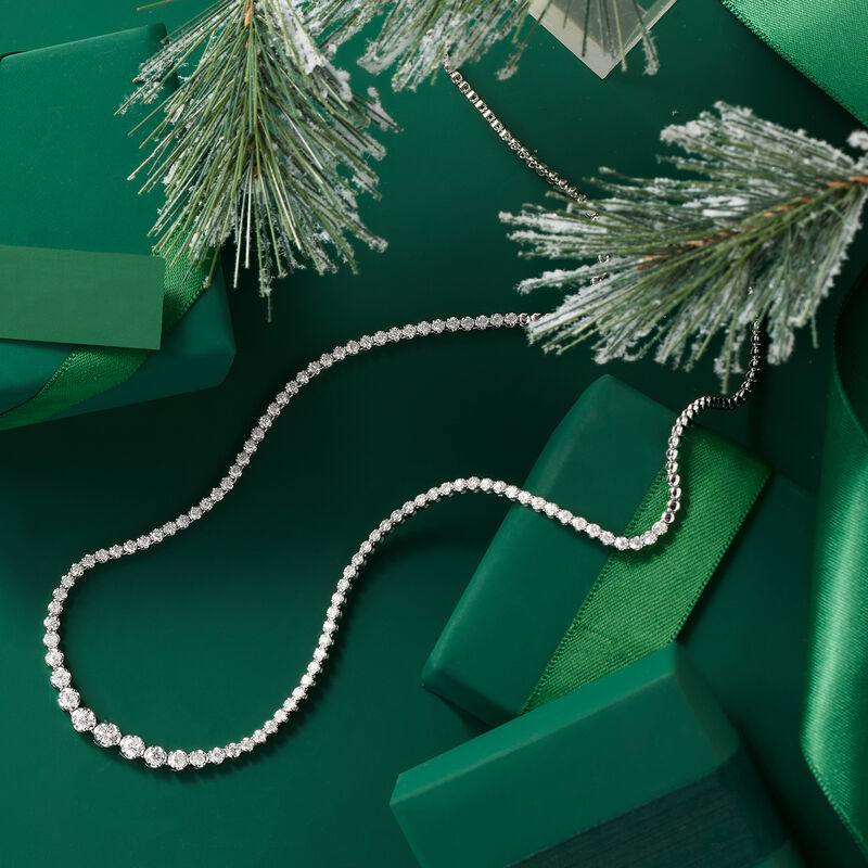 3.00 ct. t.w. Graduated Diamond Tennis Necklace in 14kt White Gold image number 5