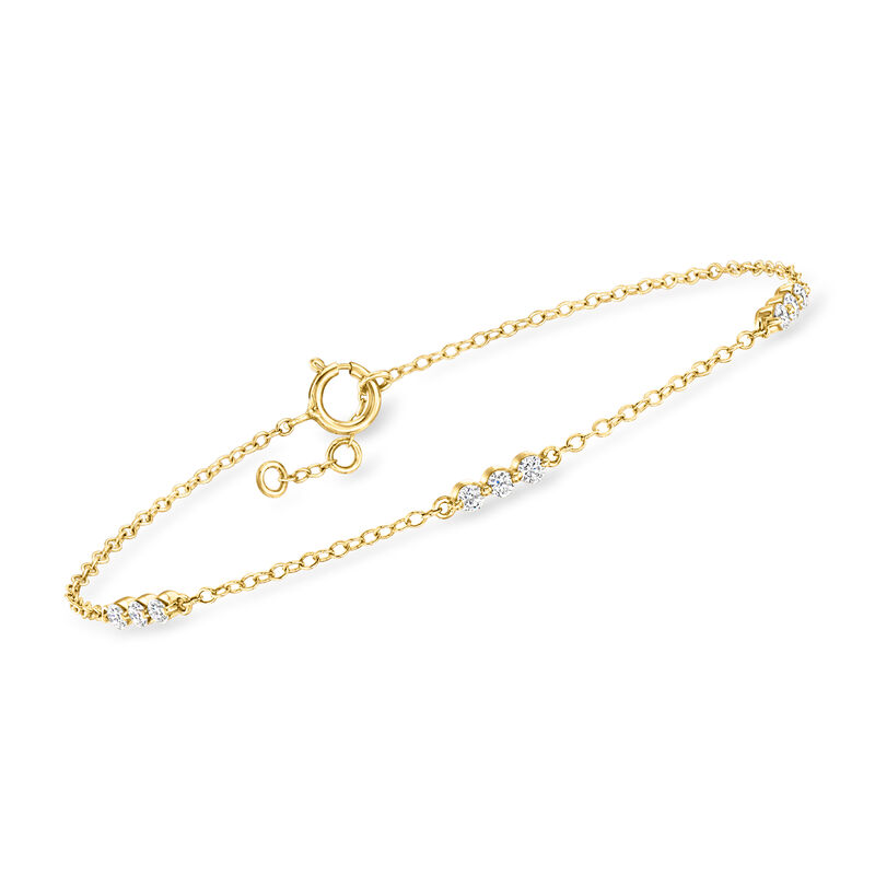 .25 ct. t.w. Lab-Grown Diamond Trio Station Bracelet in 14kt Yellow Gold. 6.5&quot; image number 0