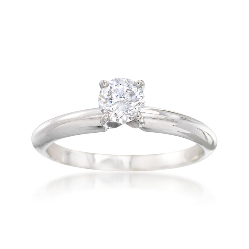 C. 2000 Vintage .44 Carat Diamond Solitaire Engagement Ring in 14kt White Gold. Size 6.5 image number 0