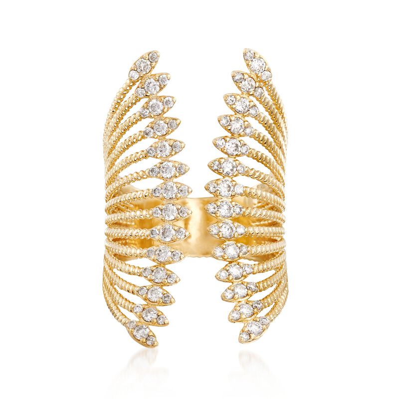 .85 ct. t.w. Diamond Multi-Row Open-Space Ring in 14kt Yellow Gold. Size 5 image number 0