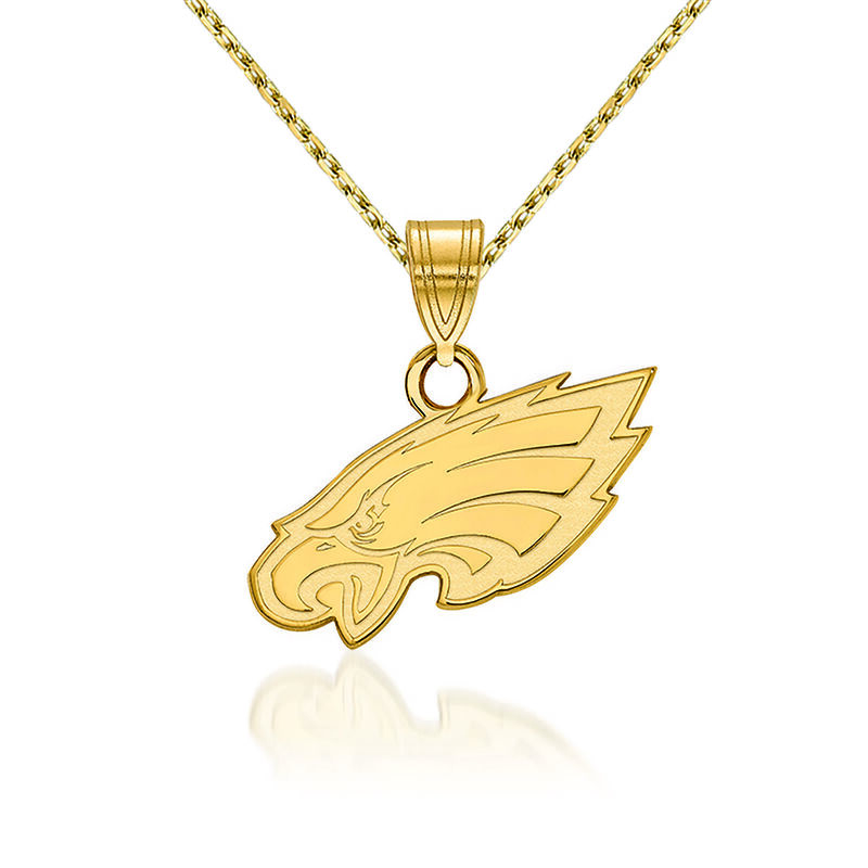 14kt Yellow Gold Small NFL Philadelphia Eagles Pendant Necklace. 18&quot; image number 0