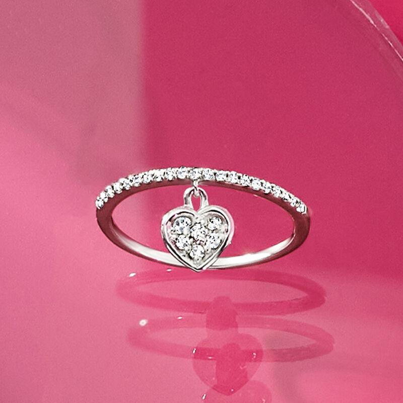 .20 ct. t.w. Diamond Heart Charm Ring in 14kt White Gold image number 4